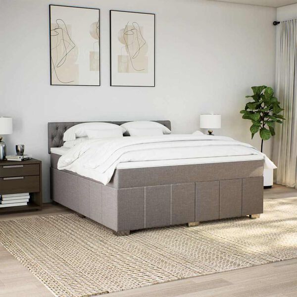 vidaXL &Kappa;&rho;&epsilon;&beta;ά&tau;&iota; Boxspring &mu;&epsilon; &Sigma;&tau;&rho;ώ&mu;&alpha; Taupe 180x200 &epsilon;&kappa;. &Upsilon;&phi;&alpha;&sigma;&mu;ά&tau;&iota;&nu;&omicron;