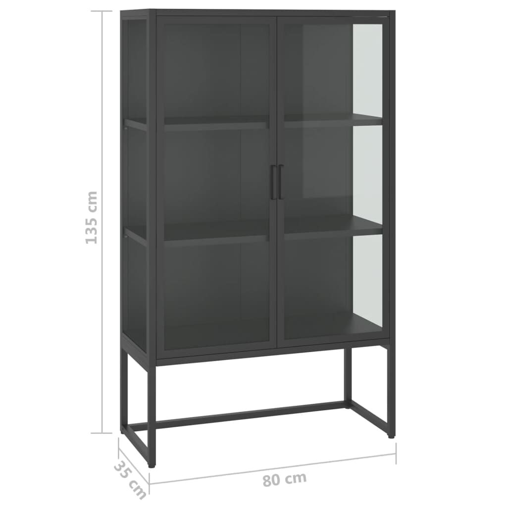 vidaXL Μπουφές Ανθρακί 80 x 35 x 135 εκ. από Ατσάλι και Ψημένο Γυαλί