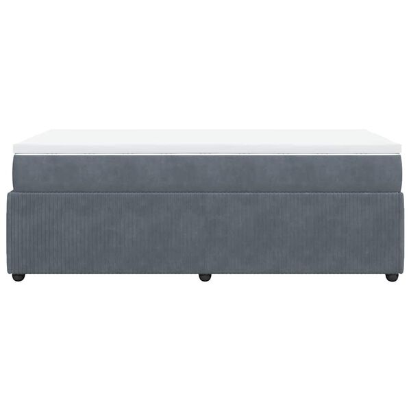 vidaXL Κρεβάτι Boxspring με Στρώμα Σκούρο Γκρι 90x200 εκ. Βελούδινο