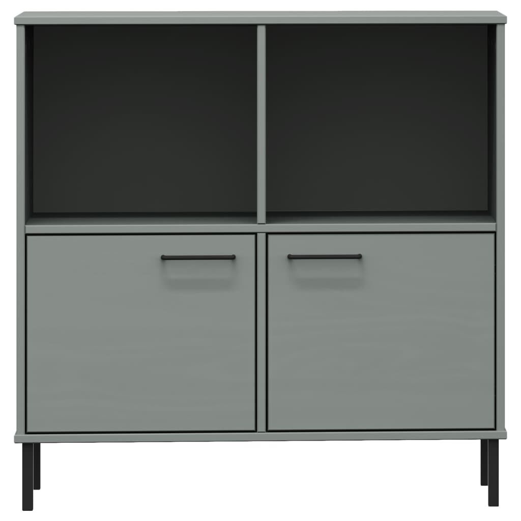 vidaXL Βιβλιοθήκη OSLO Γκρι 90x35x90,5 εκ. Μασίφ Ξύλο με Μετ. Πόδια