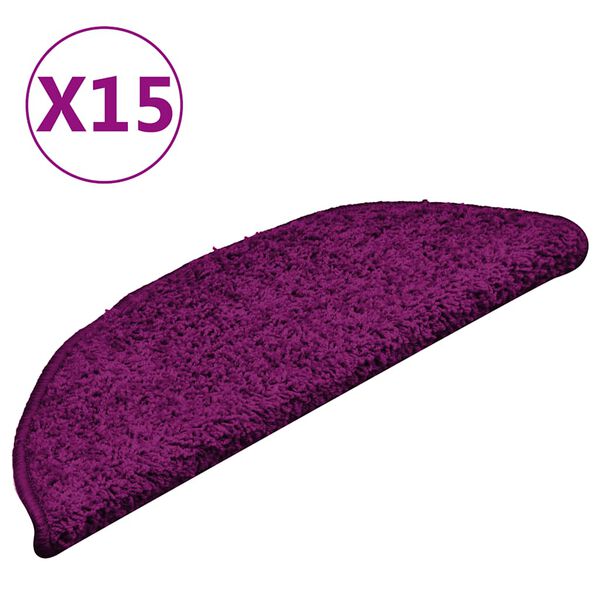 vidaXL Πατάκια Σκαλιών 15 τεμ. Ροζ Ημίστρογγυλά 56x17x3 εκ.