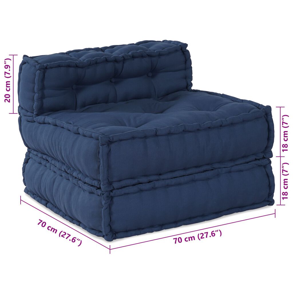 vidaXL Μοντέρνος Πουφ Indigo 70x70x54 Υφασμάτινος