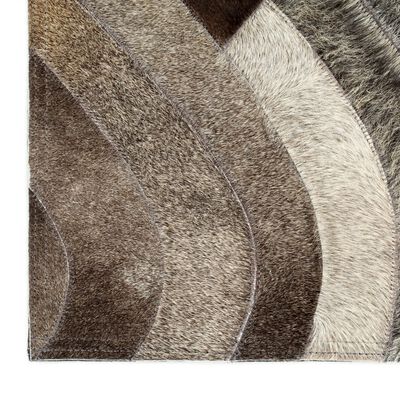 vidaXL Χαλί Patchwork Γκρι/Ασημί 160 x 230 εκ. Γνήσιο Δέρμα με Τρίχωμα