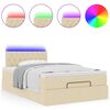 vidaXL Οθωμανικό κρεβάτι με στρώμα & LEDs Cream 120x190cm ύφασμα