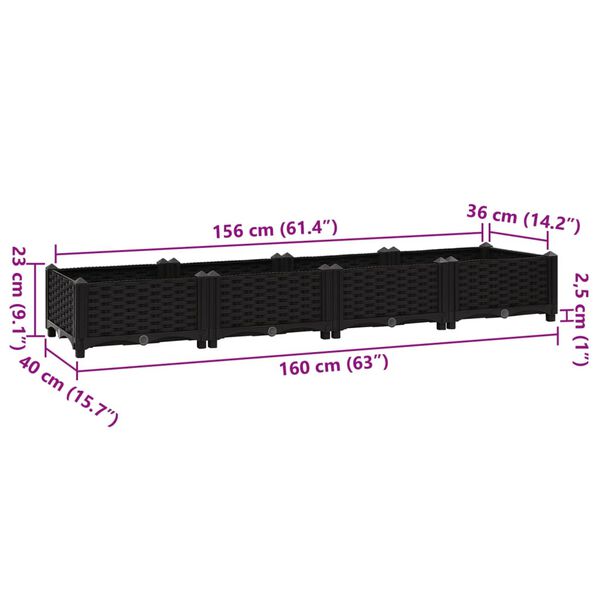 vidaXL Ζαρντινιέρα 160 x 40 x 23 εκ. από Πολυπροπυλένιο