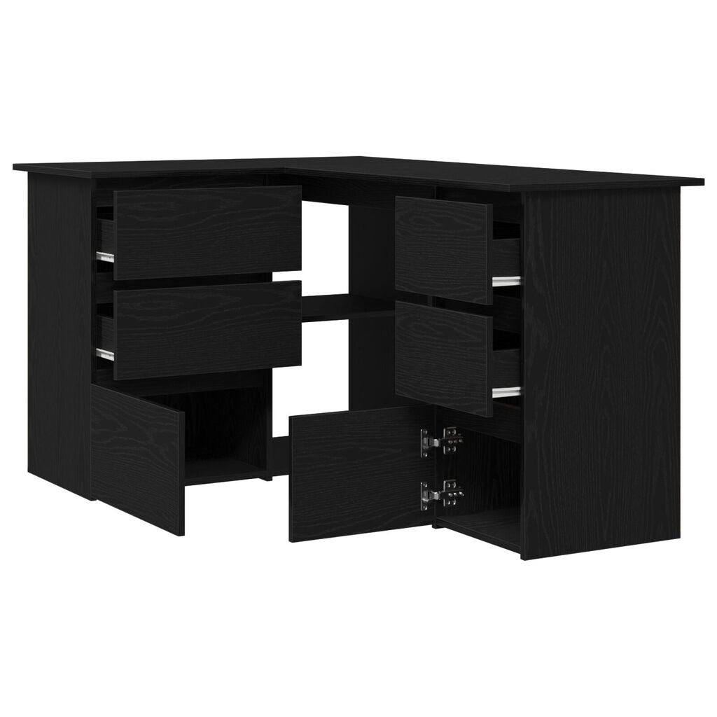 Γωνιακό Γραφείο Μαύρης Βελανιδιάς vidaXL, 145x100x76 εκ, Φτιαγμένο από Επεξεργασμένο Ξύλο