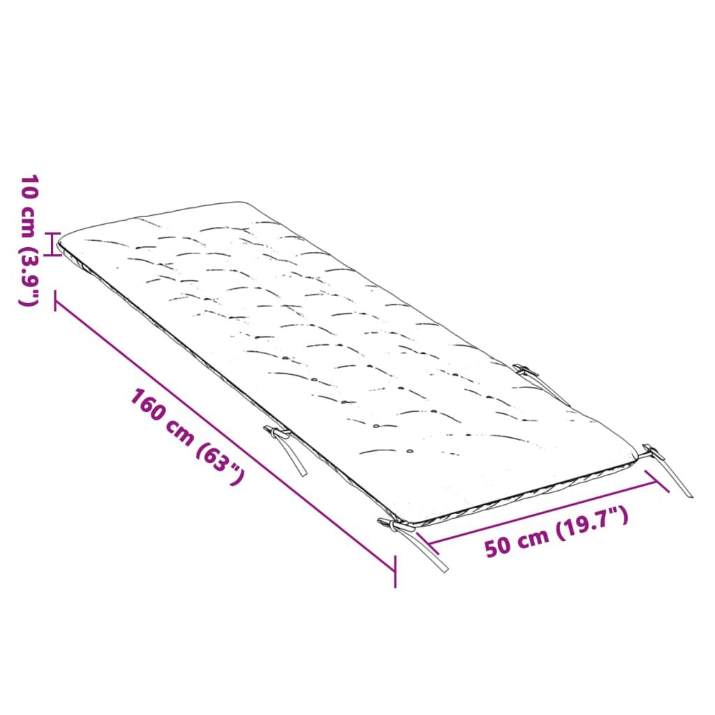 vidaXL Μαξιλάρι Ξαπλώστρας Μαύρο 160x50x10 εκ. Συνθετικό Καστόρι