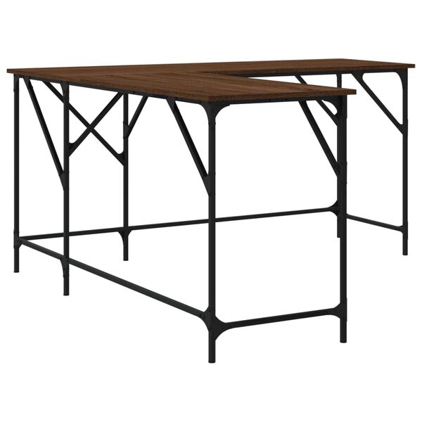 vidaXL Γραφείο Καφέ Δρυς 149x149x75 εκ. από Επεξεργασμένο Ξύλο