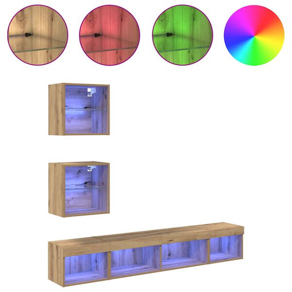 vidaXL &Mu;&omicron;&nu;ά&delta;&epsilon;&sigmaf; &Tau;&omicron;ί&chi;&omicron;&upsilon; &Tau;V &mu;&epsilon; LED 5 pcs Artisan Oak &Epsilon;&pi;&epsilon;&xi;&epsilon;&rho;&gamma;&alpha;&sigma;&mu;έ&nu;&omicron; &xi;ύ&lambda;&omicron;