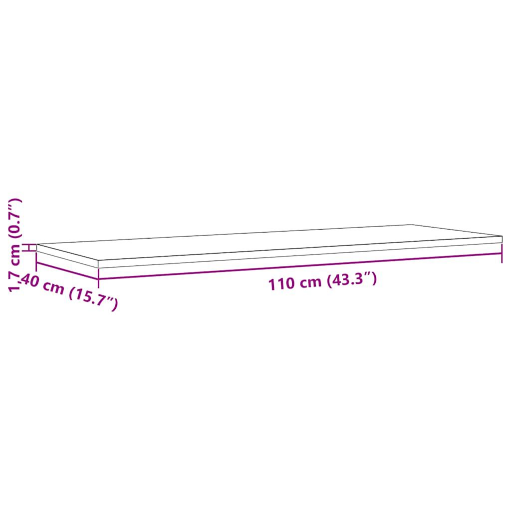 vidaXL Επιφάνεια Τραπεζιού Ορθογώνια 110x40x1,7 εκ. Μασίφ Ξύλο Πεύκου