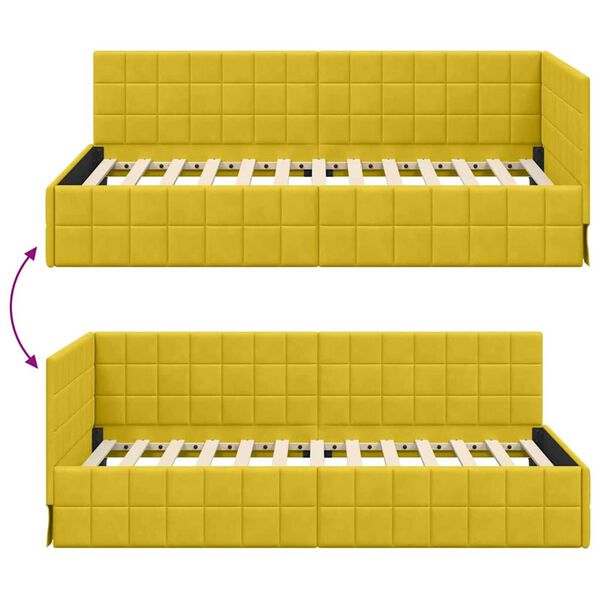 vidaXL Κρεβάτι Γωνίας με κεφαλάρι Κίτρινο 90 x 190 cm Βελούδο