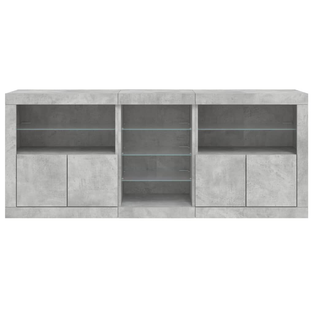 vidaXL Μπουφές με LED Γκρι Σκυροδέματος 181,5 x 37 x 67 εκ.