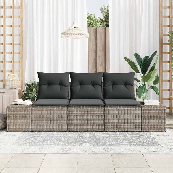 vidaXL Σετ Καναπέ Κήπου 3 pcs Γκρι Πολυ ράταν