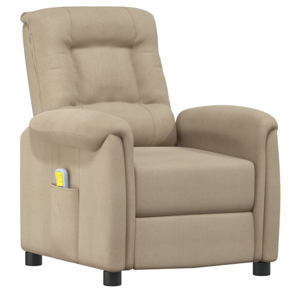 vidaXL Πολυθρόνα Μασάζ Ανοιχτό Γκρι από Ύφασμα Μικροϊνών