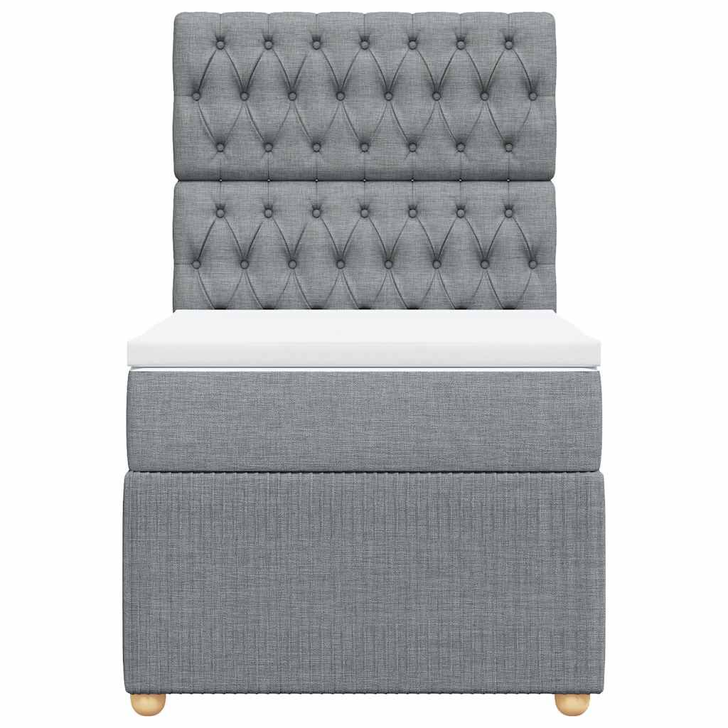 vidaXL Κρεβάτι Boxspring με Στρώμα Ανοιχτό Γκρι 90x200 εκ. Υφασμάτινο