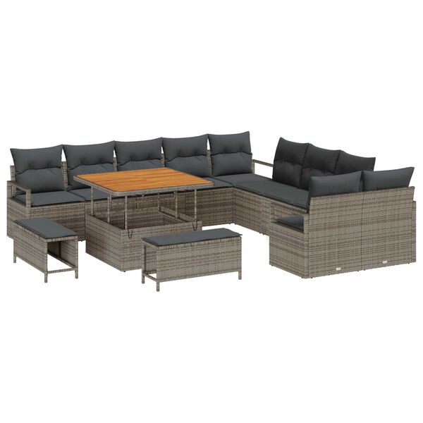 vidaXL Σετ Καναπέ Κήπου με μαξιλάρι 13 pcs Γκρι 100 x 100 x 71 cm