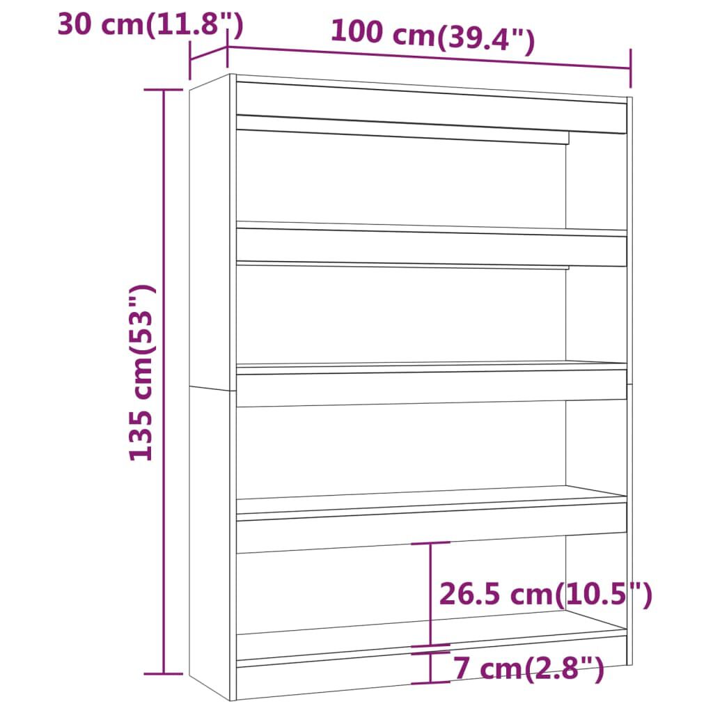 vidaXL Βιβλιοθήκη/Διαχωριστικό Χώρου Μαύρο 100x30x135 εκ.
