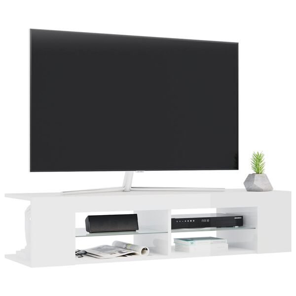 vidaXL Έπιπλο Τηλεόρασης με LED Γυαλιστερό Λευκό 135x39x30 εκ.