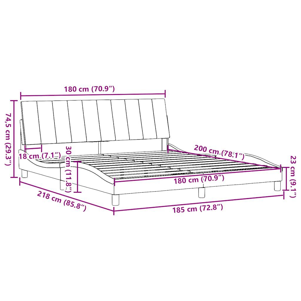 vidaXL Σκελετός Κρεβατιού Χωρίς Στρώμα Μαύρο 180x200 εκ. Υφασμάτινο