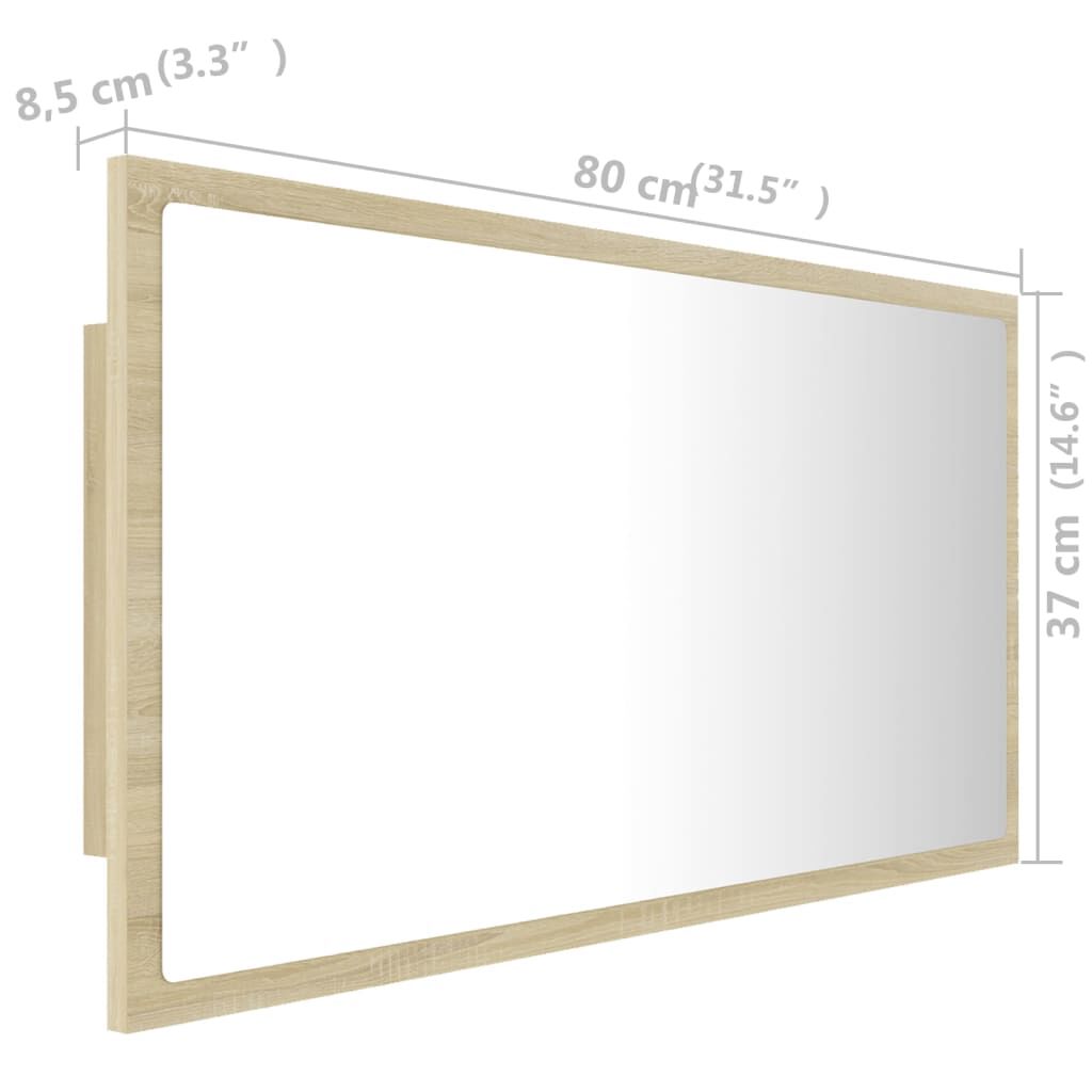 vidaXL Καθρέφτης Μπάνιου με LED Sonoma Δρυς 80x8,5x37 εκ. Ακρυλικός