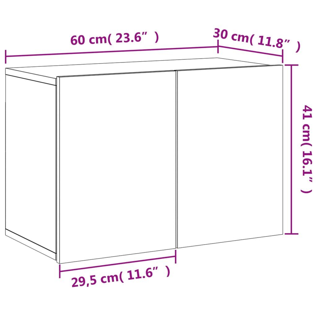 vidaXL Ντουλάπι Τοίχου Τηλεόρασης Καφέ Δρυς 60 x 30 x 41 εκ.