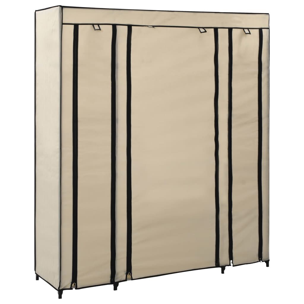 vidaXL Ντουλάπα με Ράφια / Σωλήνες Κρεμ 150x45x176 εκ. Υφασμάτινη