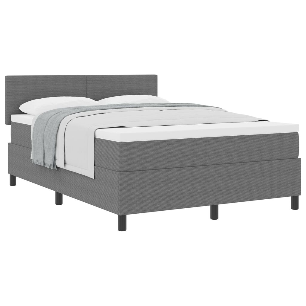 vidaXL Κρεβάτι Box Spring με Στρώμα Σαφρού Γκρι 140x200 εκ. Ύφασμα Κορντούρας