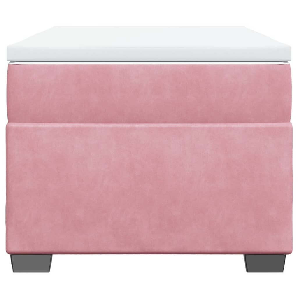 vidaXL Κρεβάτι Boxspring με Στρώμα Ροζ 80 x 200 εκ. Βελούδινο