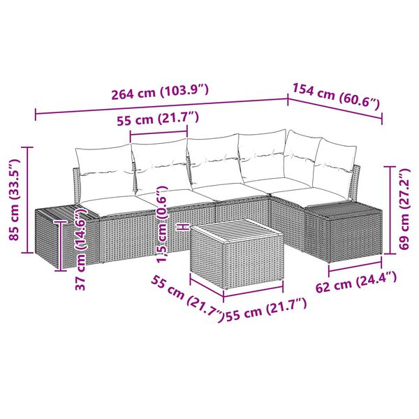 vidaXL Σετ Καναπέ Κήπου 6 pcs Γκρι