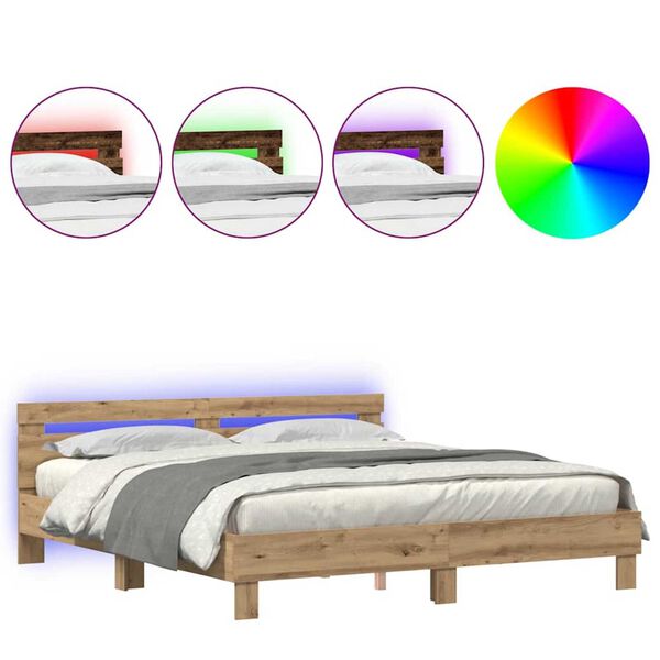 vidaXL Σκελετός Κρεβατιού artisan δρυς 200 x 200 cm Επεξεργασμένο ξύλο
