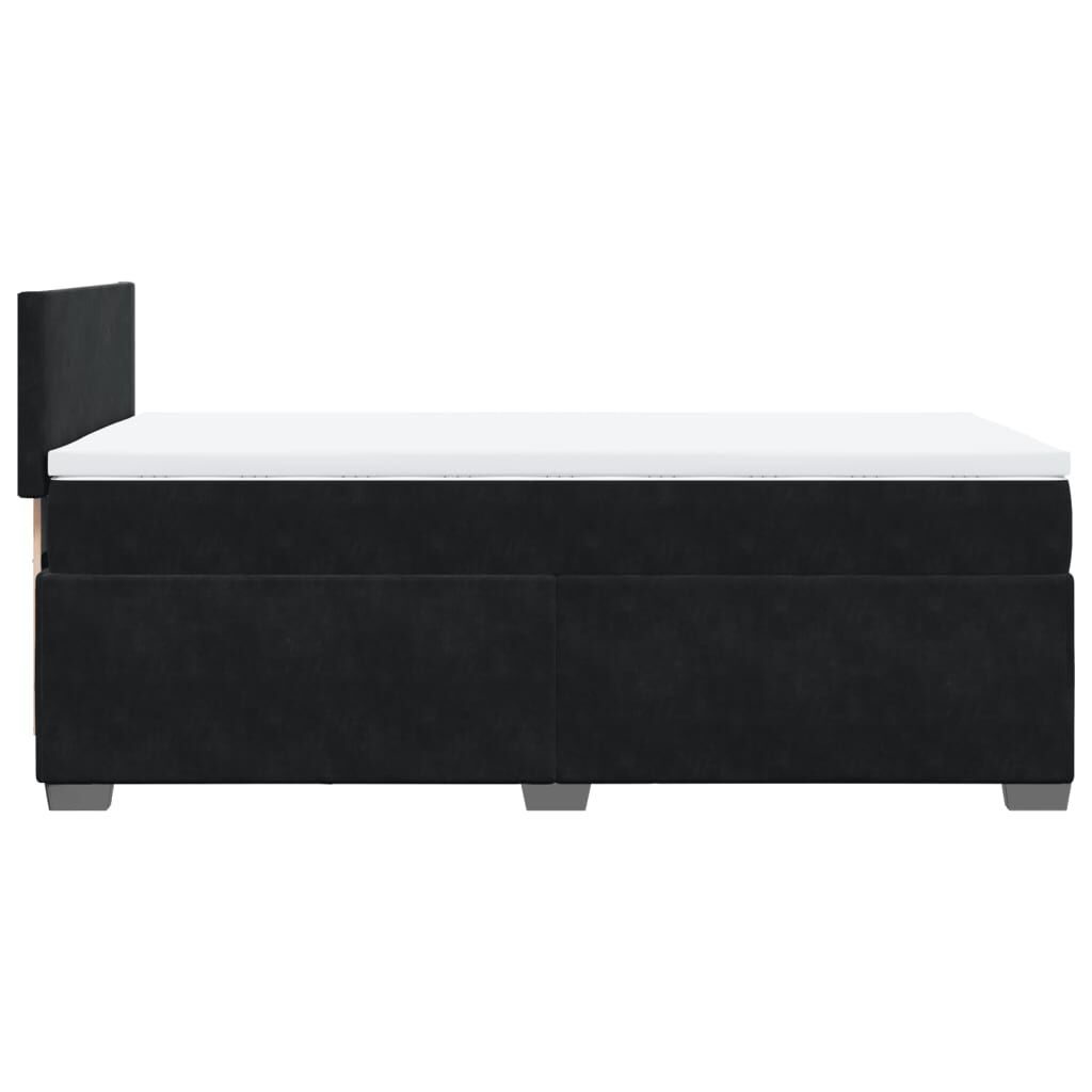 vidaXL Κρεβάτι Boxspring με Στρώμα Μαύρο 80 x 200 εκ. Βελούδινο