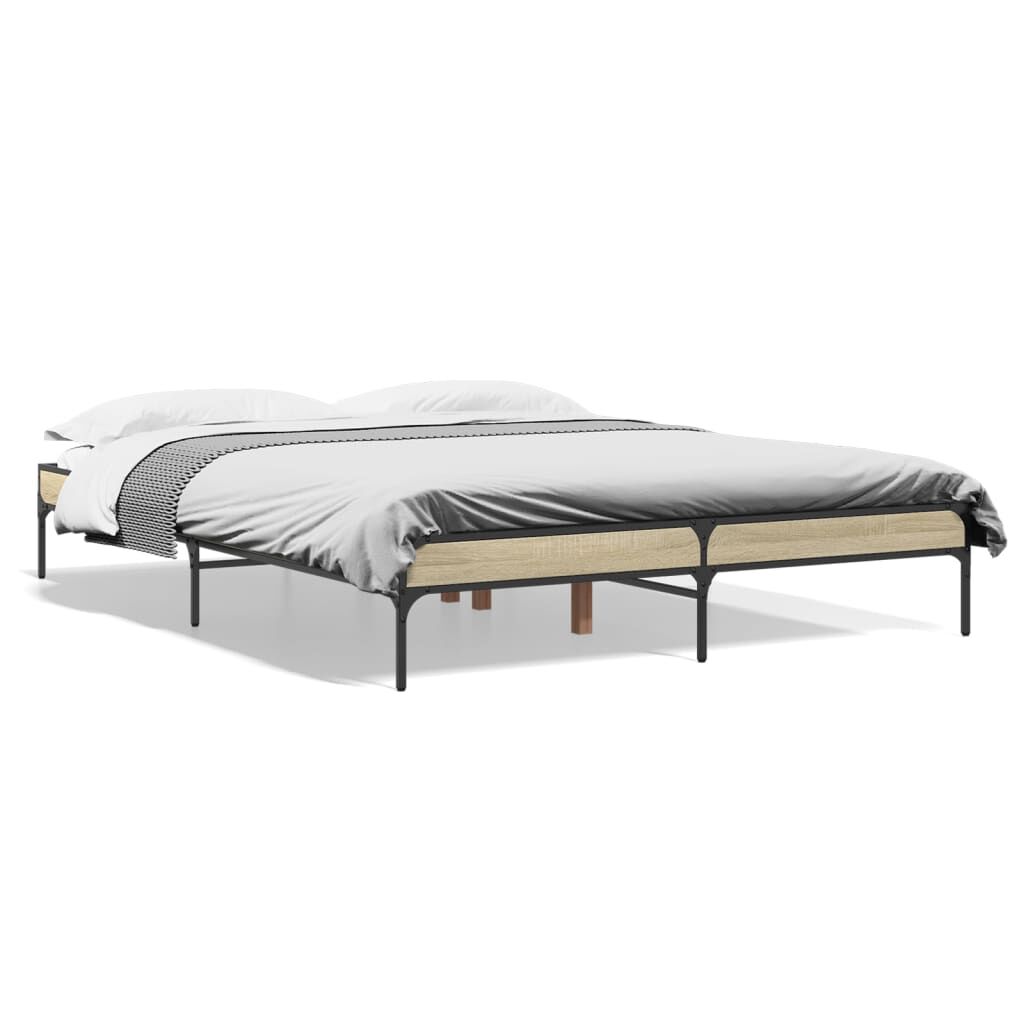 vidaXL Πλαίσιο Κρεβατιού Sonoma Δρυς 160x200 εκ. Επεξ. Ξύλο & Μέταλλο