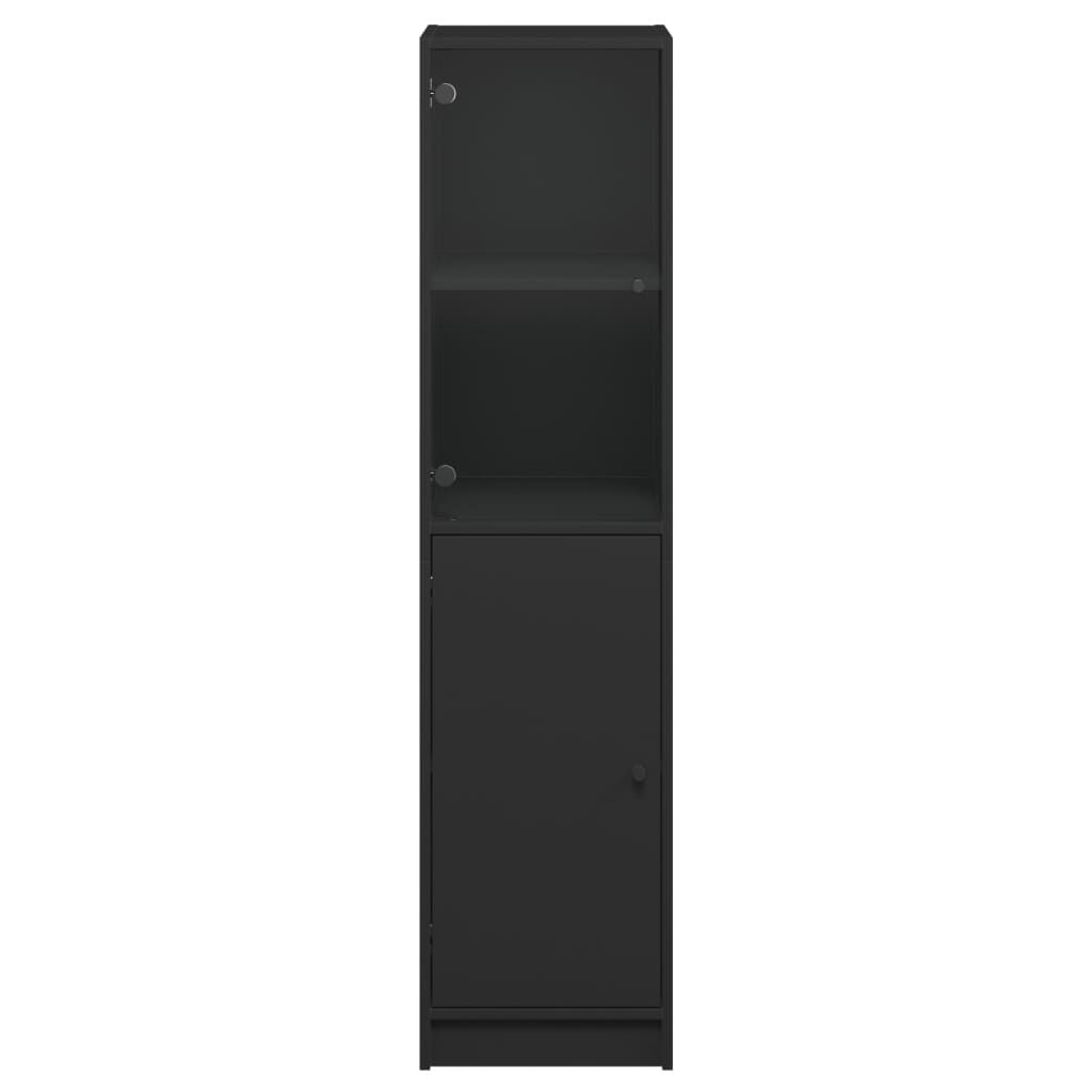 vidaXL Ντουλάπι Μαύρο 35x37x142 εκ. με Γυάλινες Πόρτες