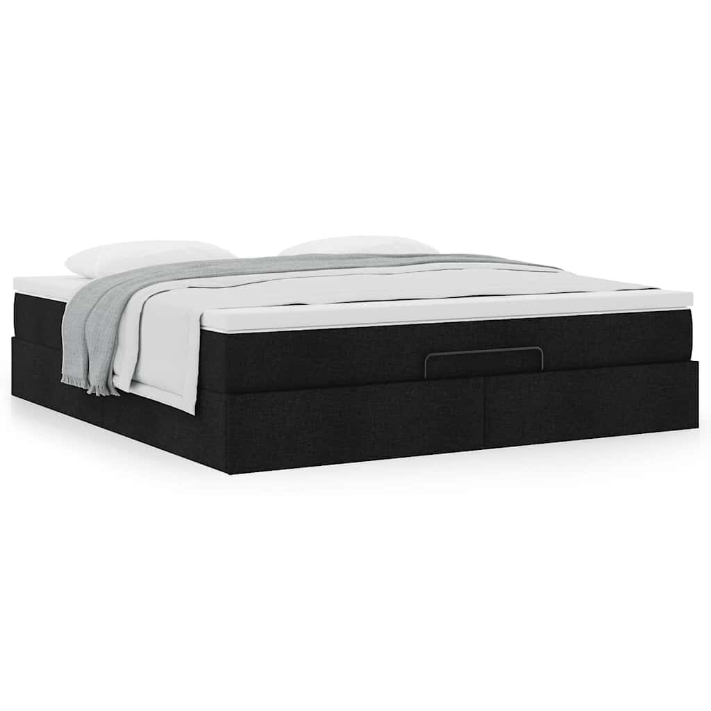 vidaXL Οθωμανικό κρεβάτι με στρώμα Μαύρο 180x200cm Ύφασμα