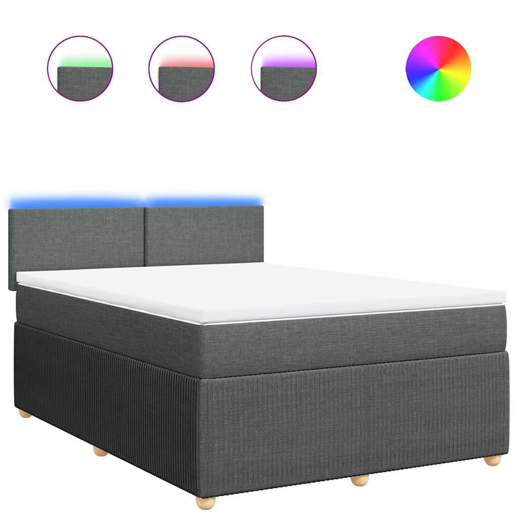 vidaXL Κρεβάτι Boxspring με Στρώμα Σκούρο Γκρι 160x200 εκ Υφασμάτινο