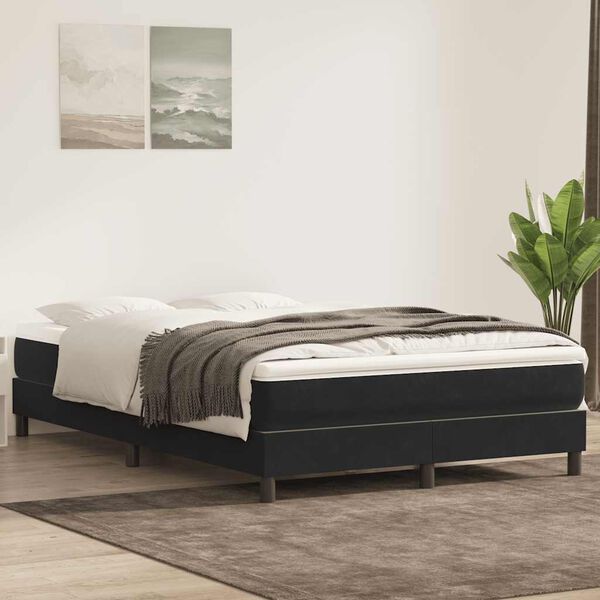 vidaXL Box Spring &Kappa;&rho;&epsilon;&beta;ά&tau;&iota; &chi;&omega;&rho;ί&sigmaf; &sigma;&tau;&rho;ώ&mu;&alpha; &Mu;&alpha;ύ&rho;&omicron; 140x210 cm &Beta;&epsilon;&lambda;&omicron;ύ&delta;&iota;&nu;&omicron;