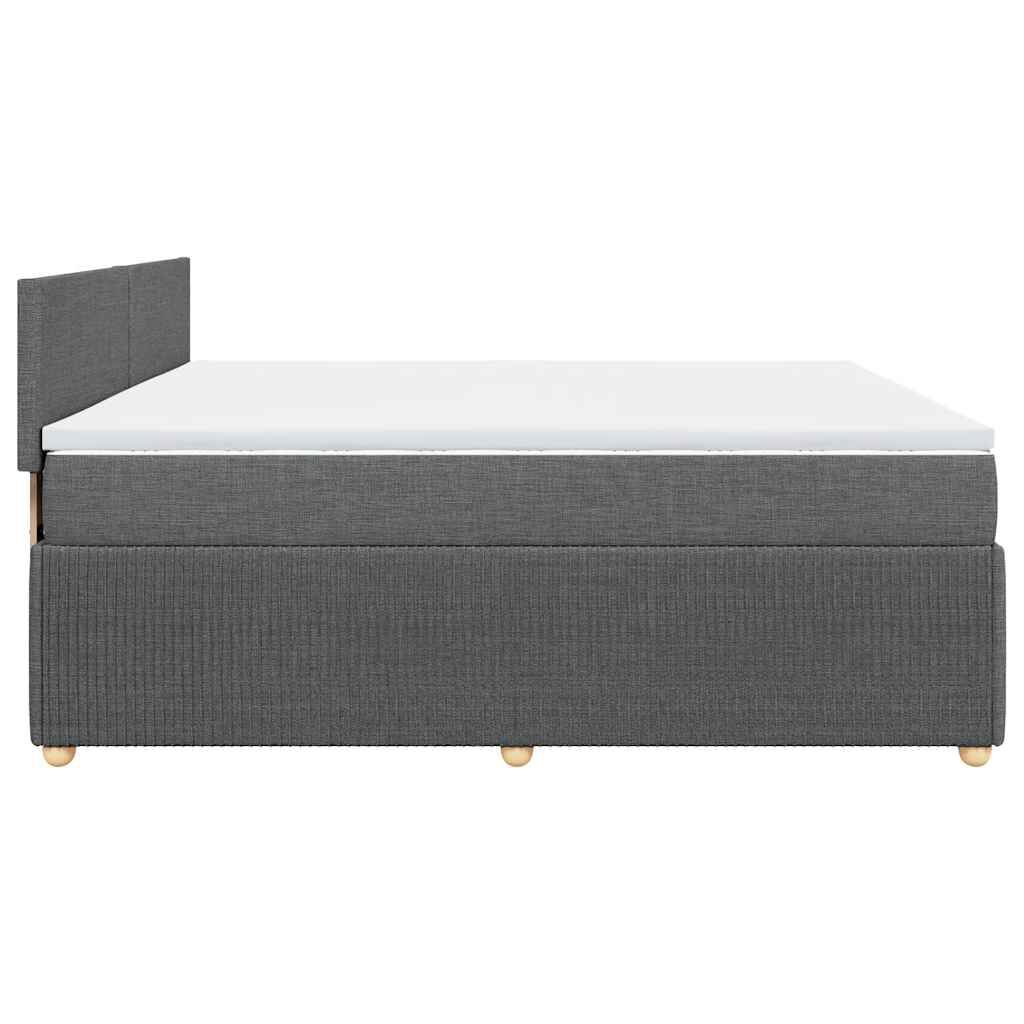 vidaXL Κρεβάτι Boxspring με Στρώμα Σκούρο Γκρι 200x200 εκ. Υφασμάτινο