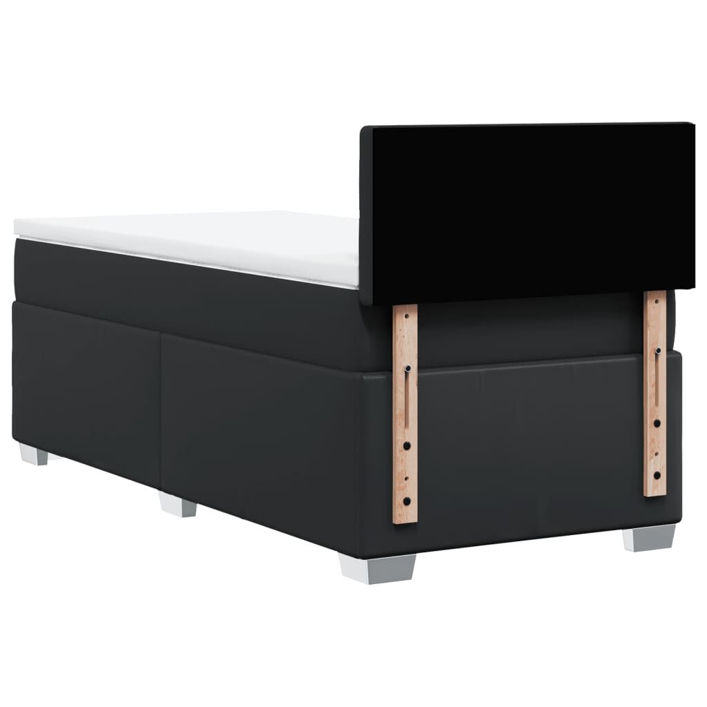 vidaXL Κρεβάτι Boxspring με Στρώμα Μαύρο 90x200εκ. από Συνθετικό Δέρμα