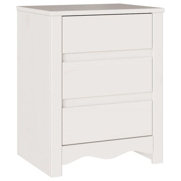 vidaXL Κομοδίνο Drammen Λευκό 45 x 35 x 56 εκ. Μασίφ ξύλο πεύκου