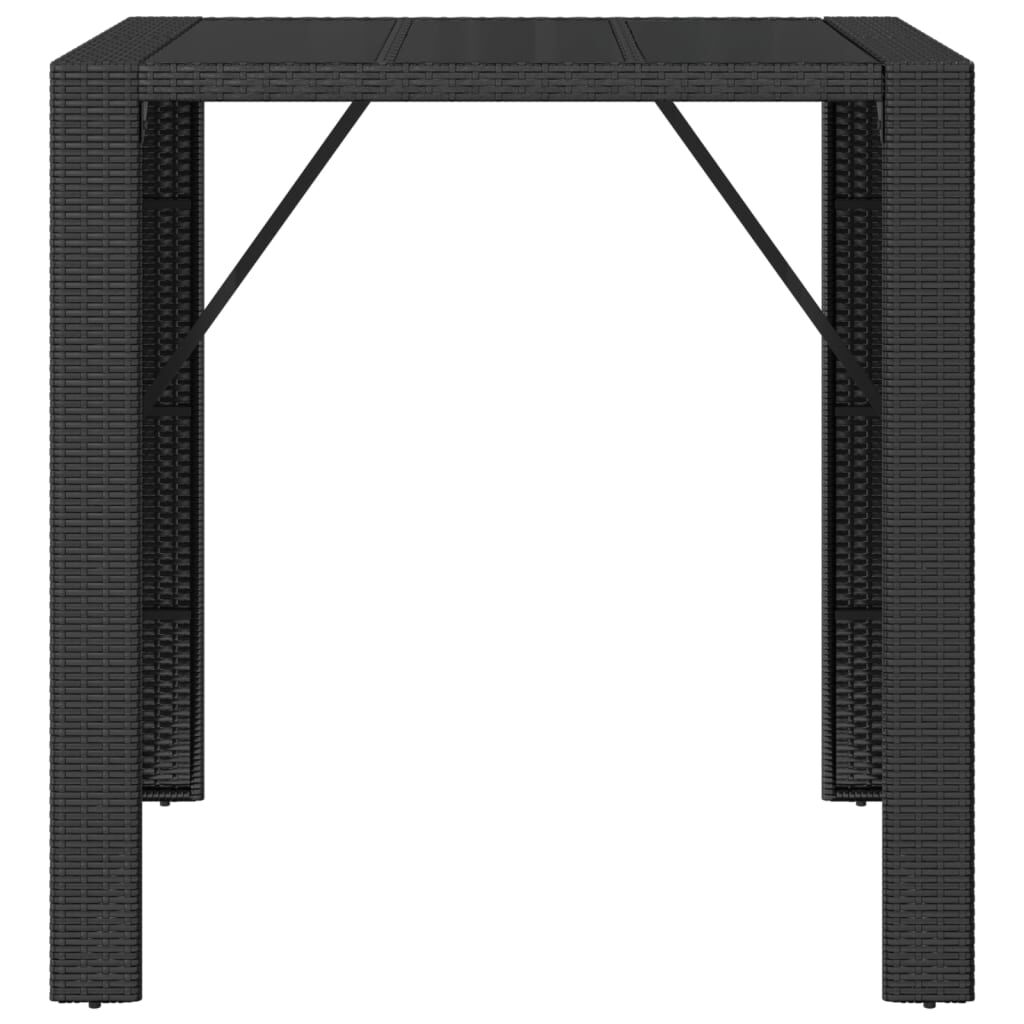 vidaXL Τραπέζι Μπαρ με Γυάλ. Επιφάνεια Μαύρο 105x80x110 εκ Συνθ. Ρατάν