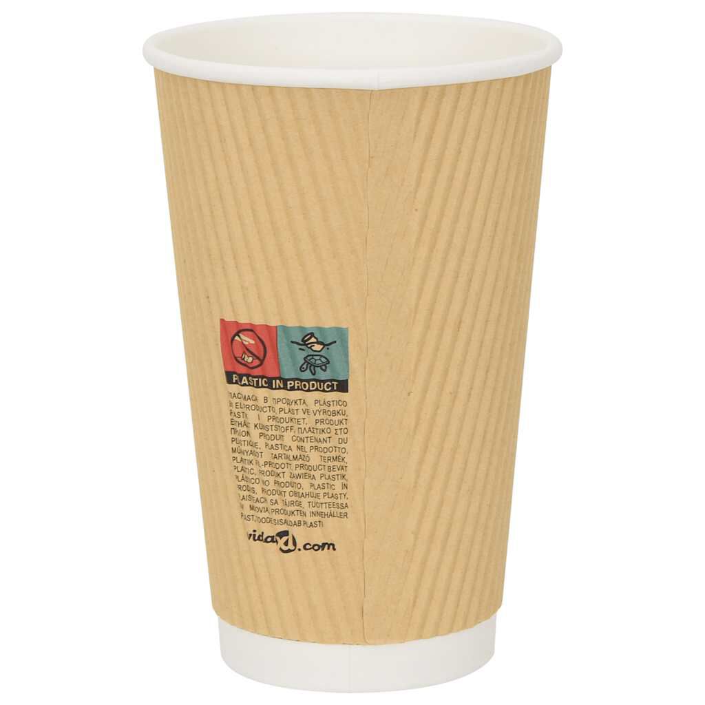 vidaXL Χάρτινα ποτήρια καφέ 500 τεμάχια 16oz 400ml καφέ