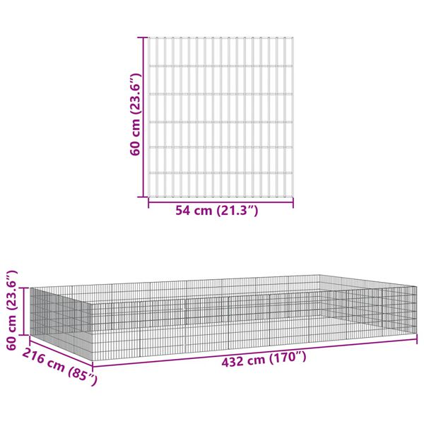 vidaXL Περίφραξη Ζώων Ελεύθερης Βοσκής 24 Πάνελ 54x60 εκ. Γαλβ. Σίδερο