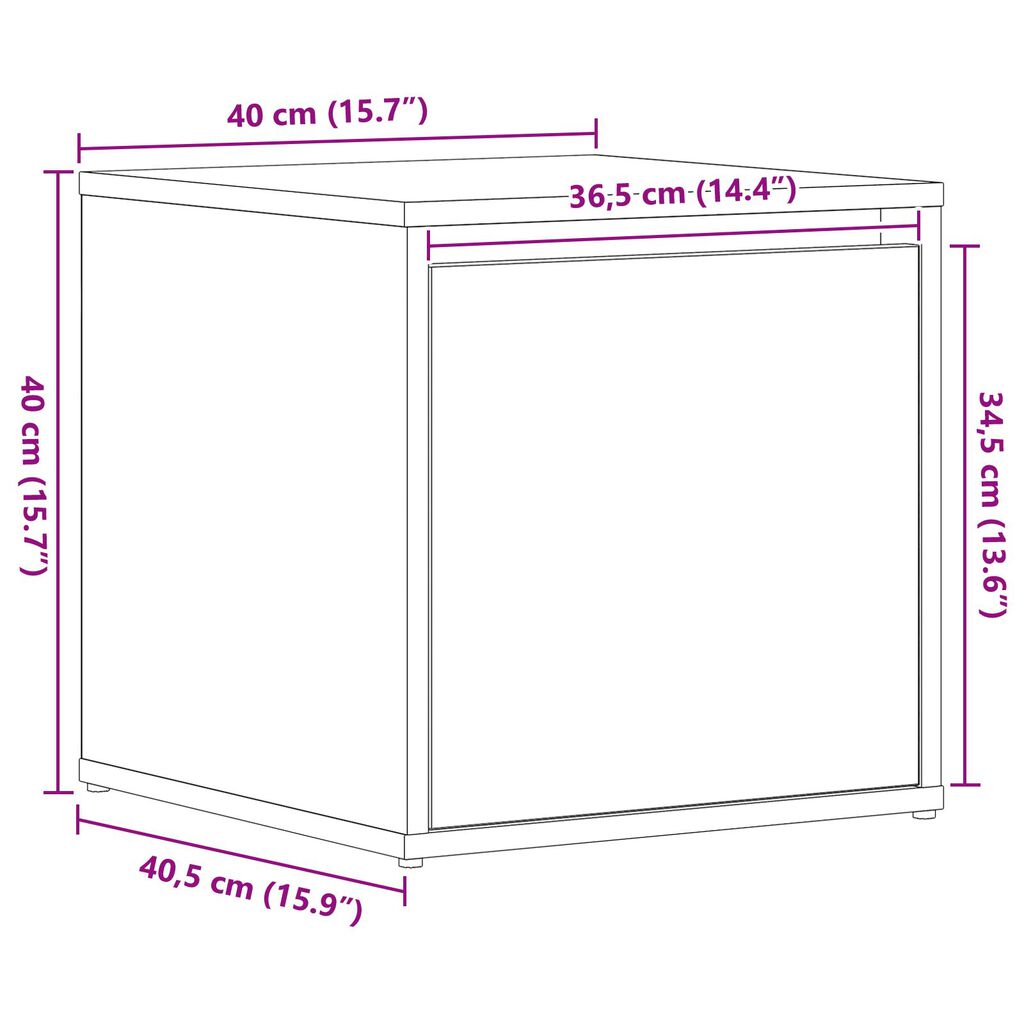 vidaXL Κουτί Συρταριού Μαύρο Δρυς 40,5x40x40 εκ. Επεξεργασμένο Ξύλο