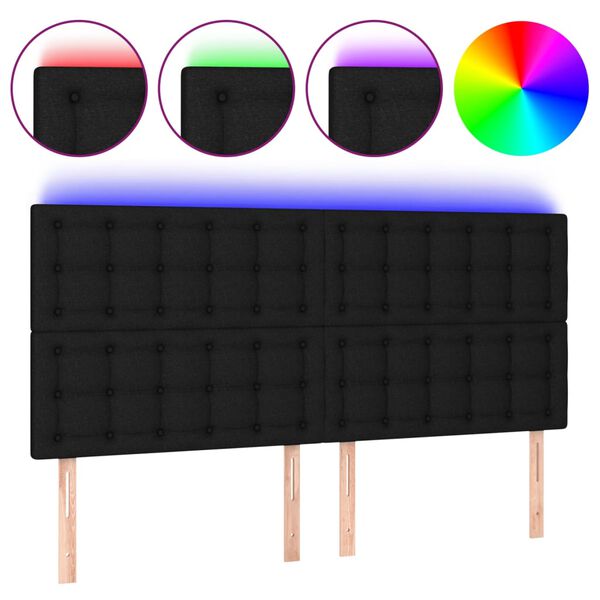 vidaXL Κεφαλάρι Κρεβατιού LED Μαύρο 160x5x118/128 εκ. Υφασμάτινο