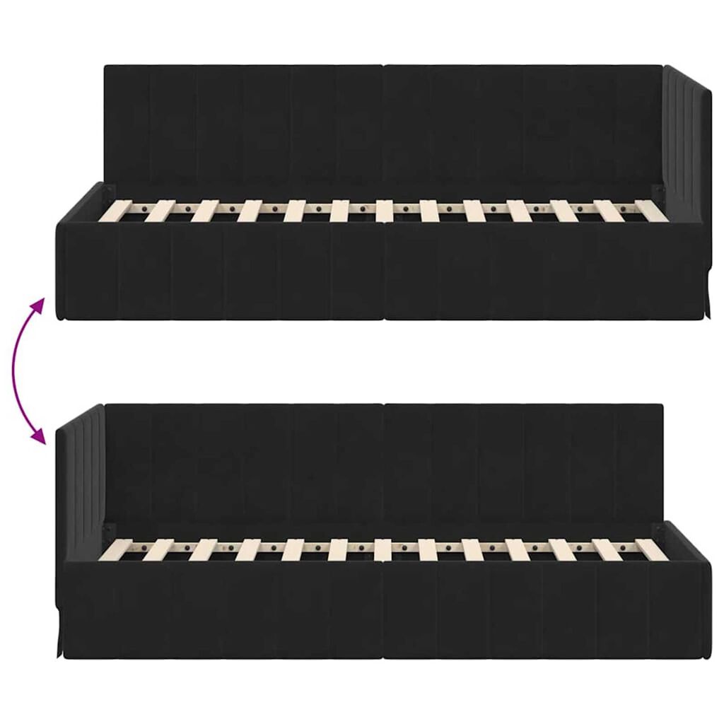 vidaXL Κρεβάτι Γωνίας με κεφαλάρι Μαύρο 80 x 200 cm Βελούδο