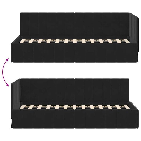 vidaXL Κρεβάτι Γωνίας με κεφαλάρι Μαύρο 80 x 200 cm Βελούδο