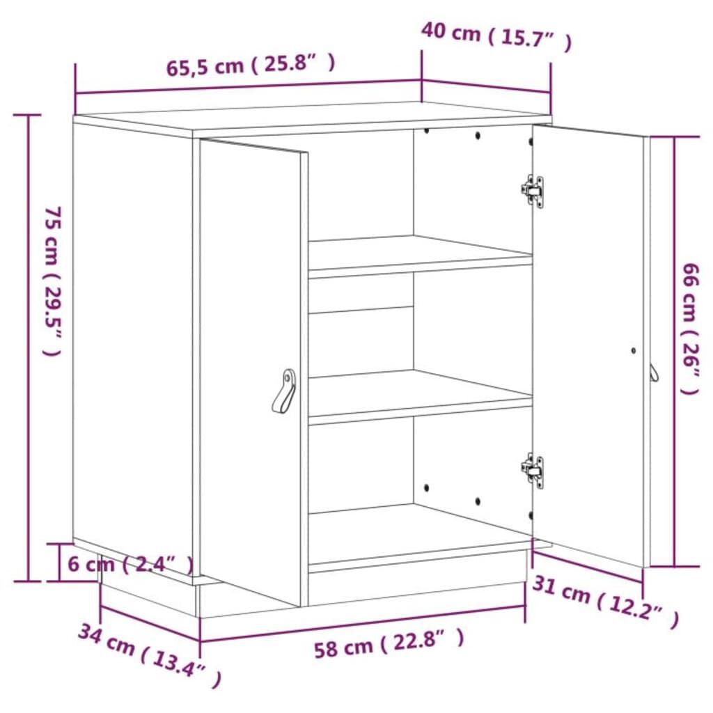 vidaXL Μπουφές Γκρι 65,5x40x75 εκ. από Μασίφ Ξύλο Πεύκου