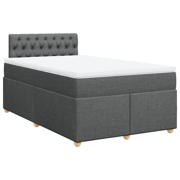vidaXL Κρεβάτι Boxspring με Στρώμα Σκούρο Γκρι 120x190 εκ Υφασμάτινο