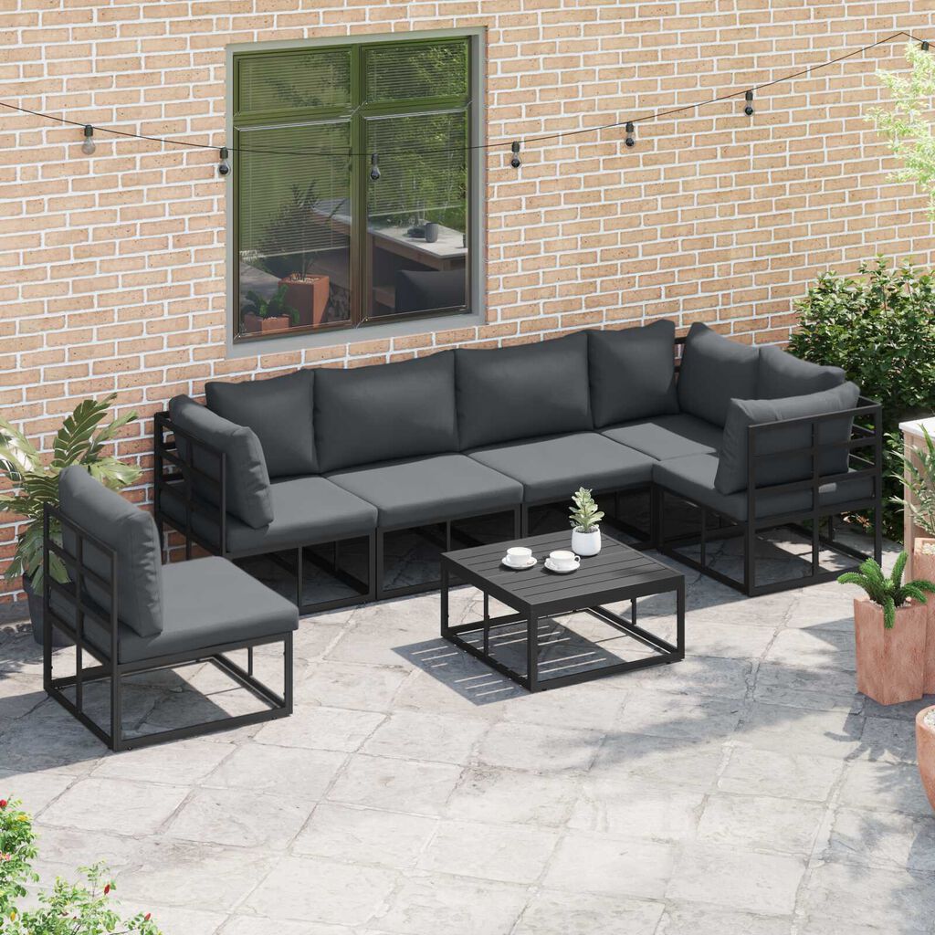 vidaXL Σετ Καναπέ Κήπου 7 pcs Μαύρο 70 x 70 x 32 εκ Αλουμίνιο
