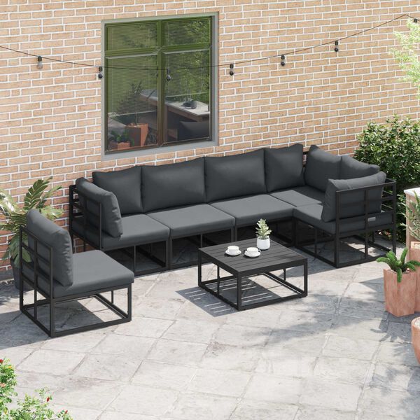 vidaXL Σετ Καναπέ Κήπου 7 pcs Μαύρο 70 x 70 x 32 εκ Αλουμίνιο